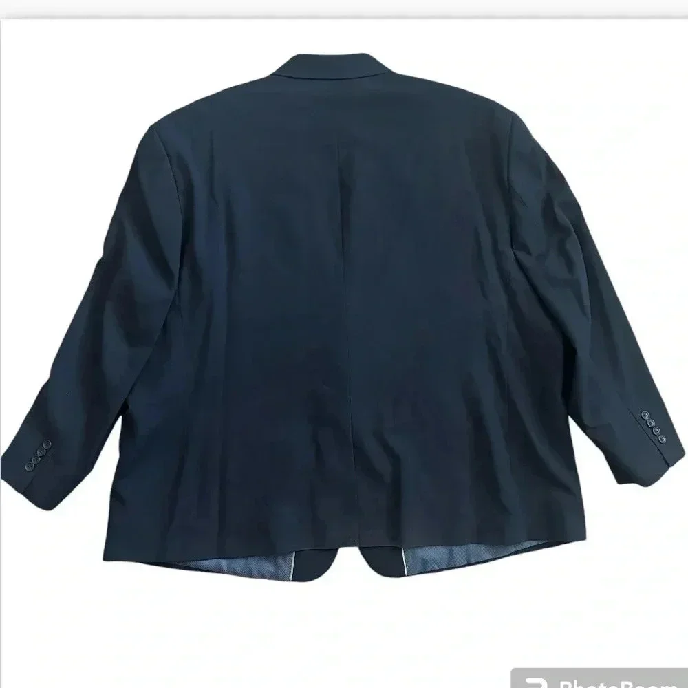 GS Perfect Fit Blazer Jacket Sport Suit Coat Men's Size 54 PR Navy Wool Blend