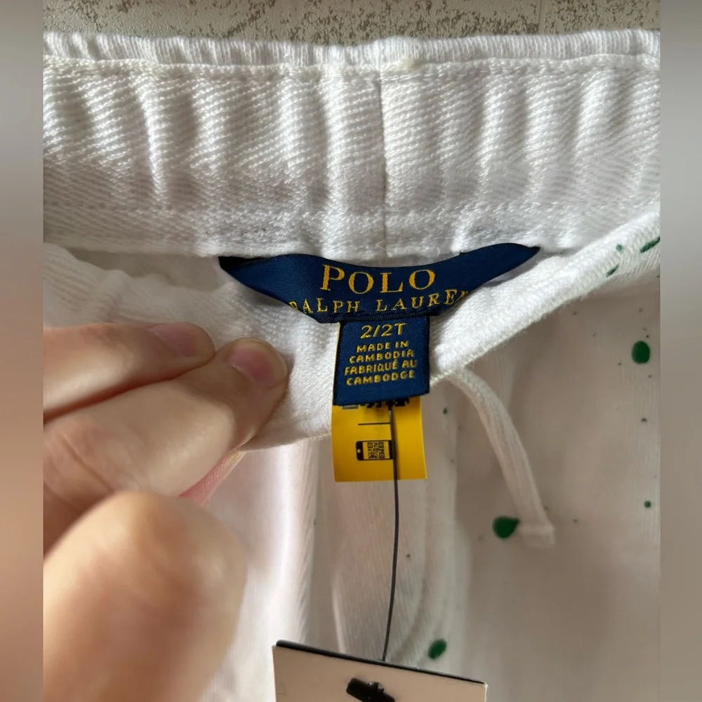 NWT Polo Ralph Lauren Kids Paint Splatter Print Spa Terry Shorts Size 2T