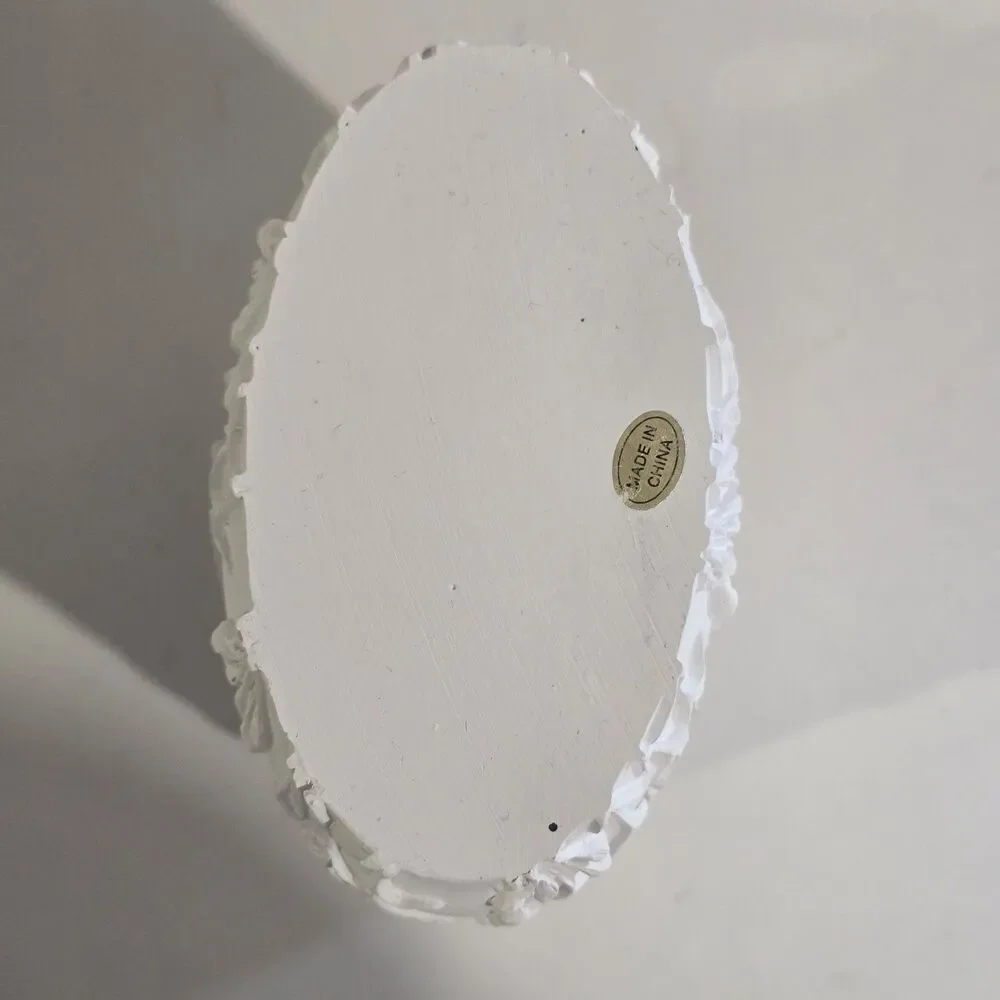 Toothbrush Holder - Ceramic Floral Embossed Bathroom Cup Unglazed - White Matte