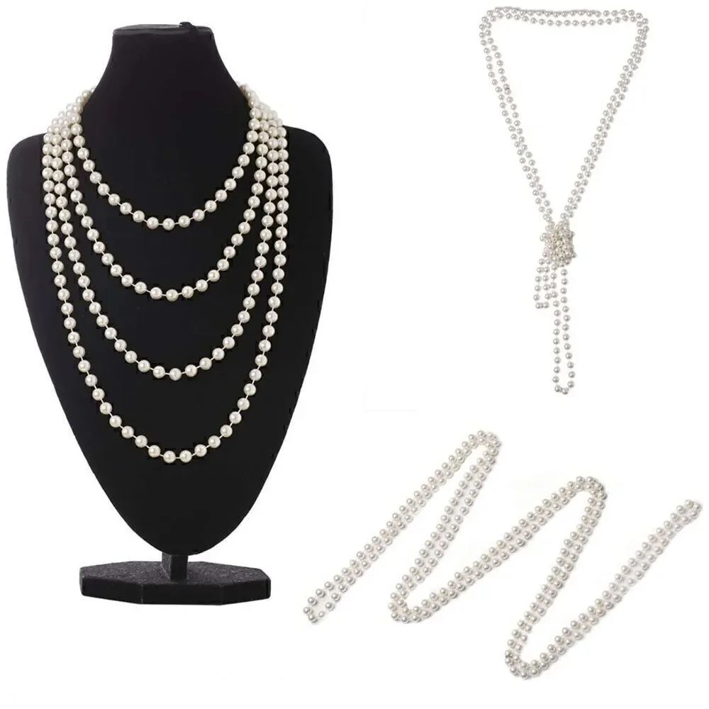 🤍✨ 6PCS 1920s White Accessories Flapper Great Gatsby Retro Costume Set NEW