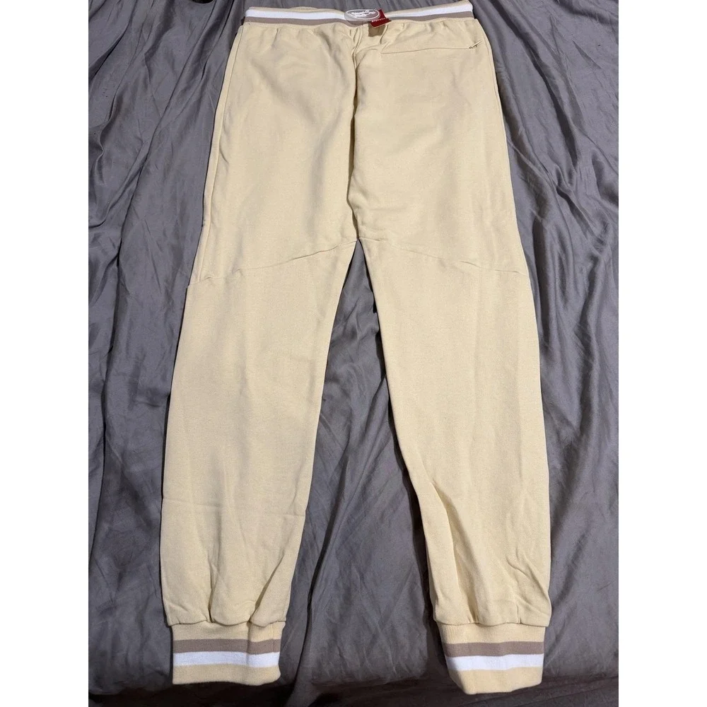 Lucky Charm Pants Mens M White Jogger Bunny Embroidered Elastic Waist Cuffed