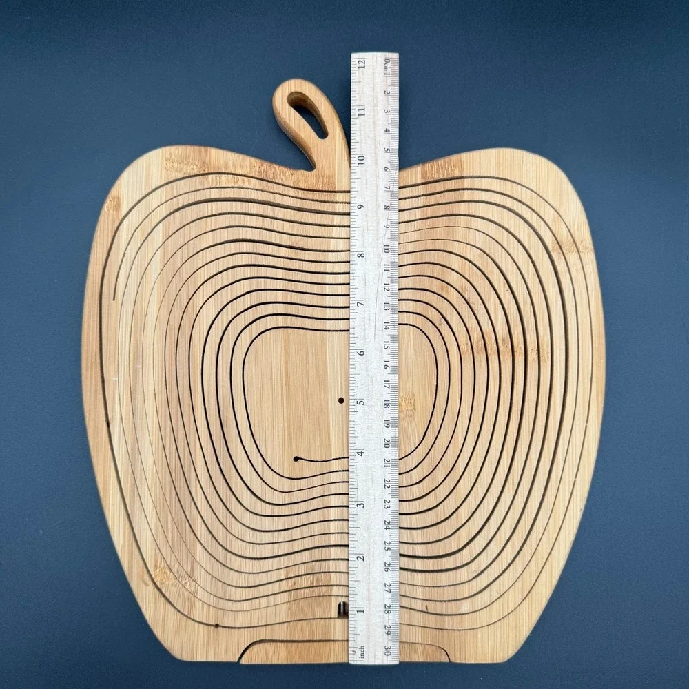CollapsableApple Basket Wood 11.5 x 10.5in Foldable Fruit Basket