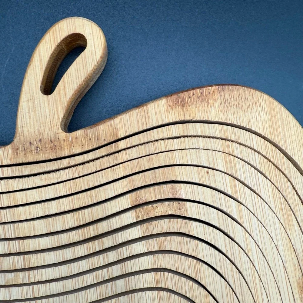 CollapsableApple Basket Wood 11.5 x 10.5in Foldable Fruit Basket