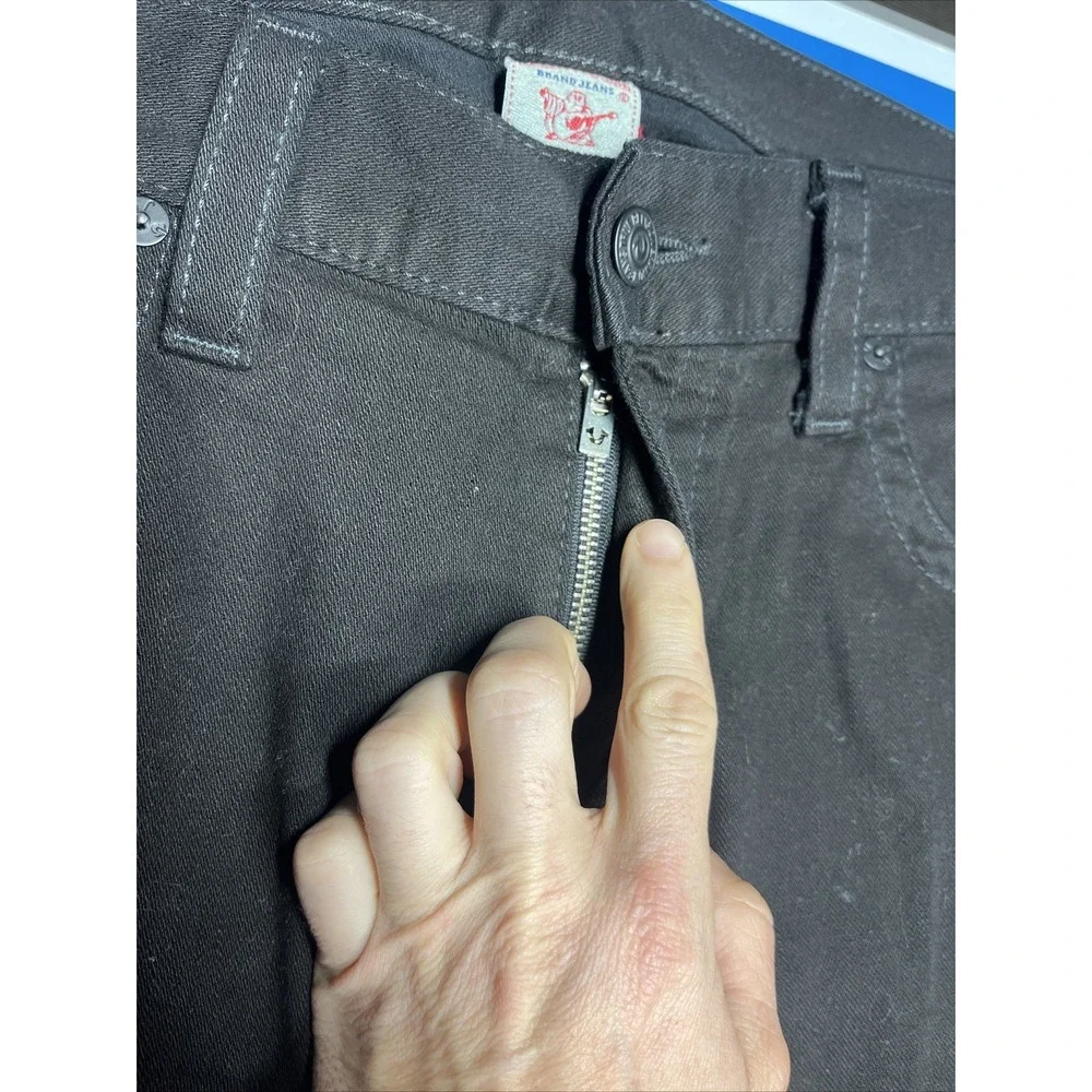 True Religion Jeans Mens 42 Black Bobby Made In‎ USA Pocket Flaps