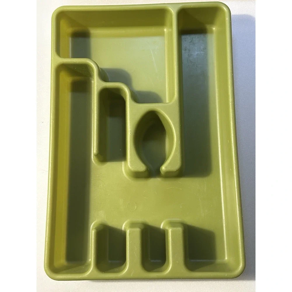 Vintage Rubbermaid Silverware Flatware Storage Tray Organizer Avocado Green 2921
