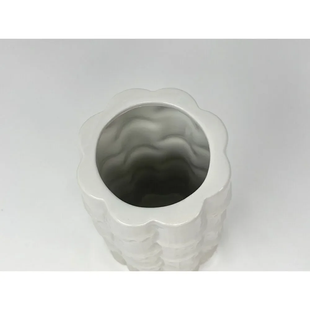 Vintage Rubel Midamerica White Blanc Ceramic Bamboo Vase 7” Made In Portugal