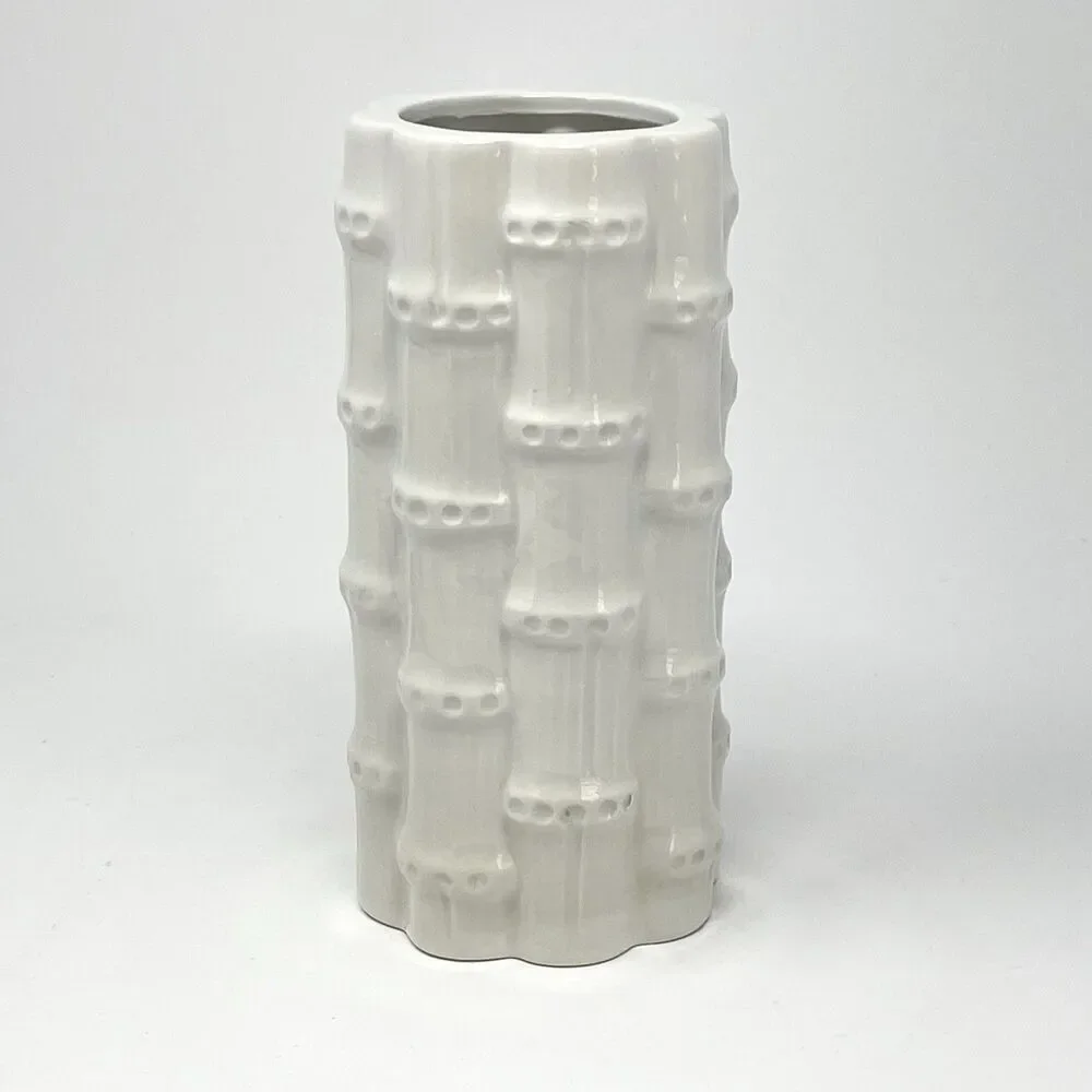 Vintage Rubel Midamerica White Blanc Ceramic Bamboo Vase 7” Made In Portugal