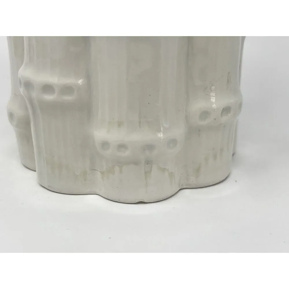 Vintage Rubel Midamerica White Blanc Ceramic Bamboo Vase 7” Made In Portugal