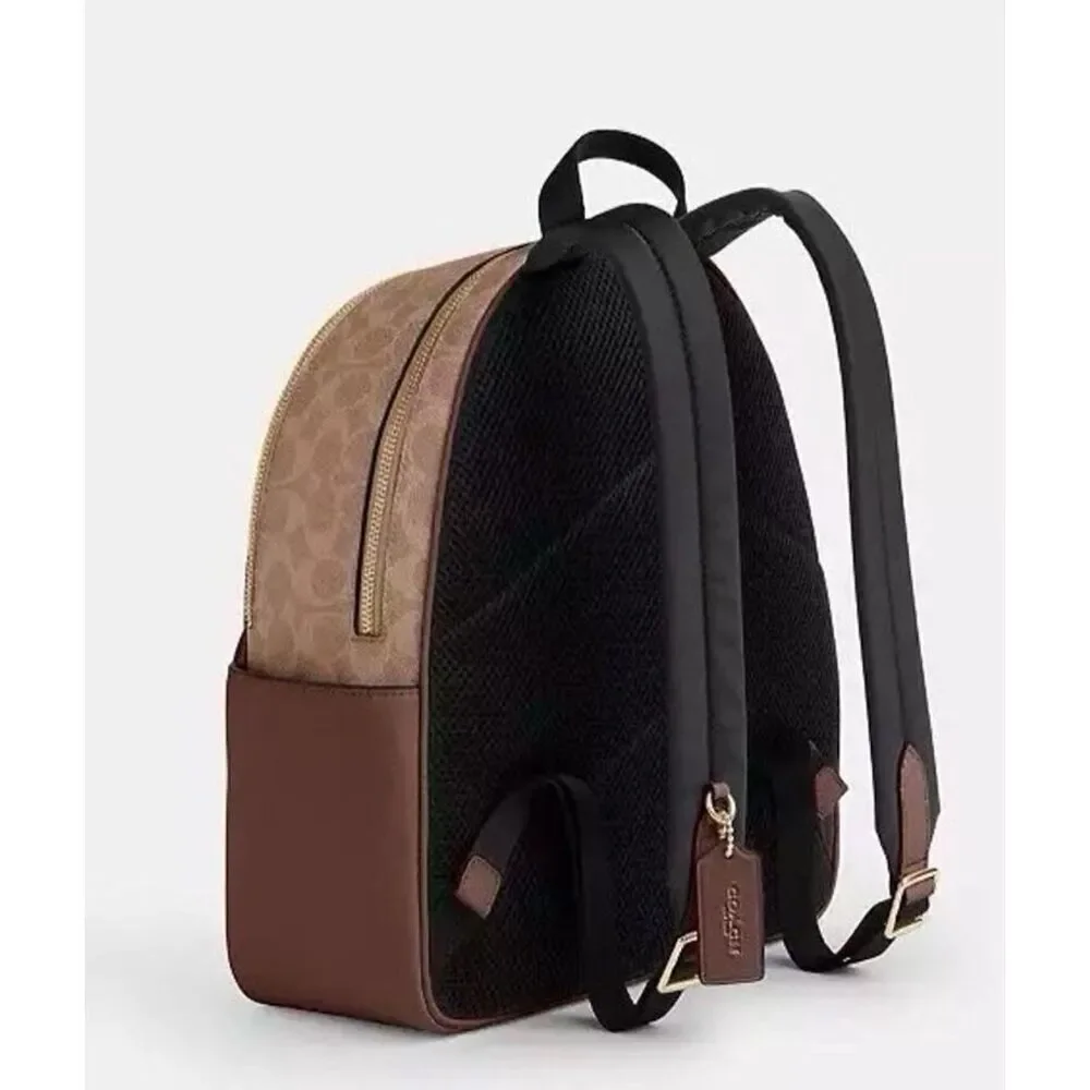 🎒NWT! Coach Sig COURT Backpack Tan/Brown CZ176 Msrp:$450.00