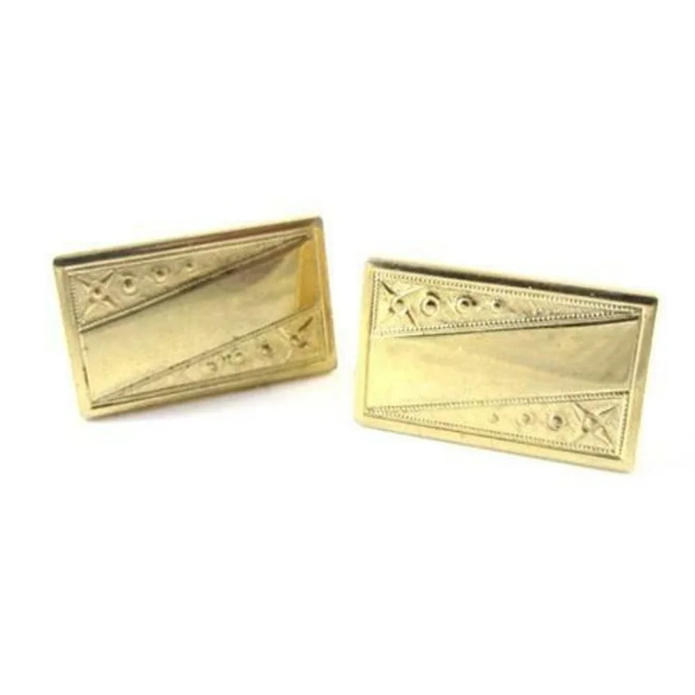 Quality‎ Vintage Blank Monogram Initials Gold Plated Star Design Cufflinks*E37