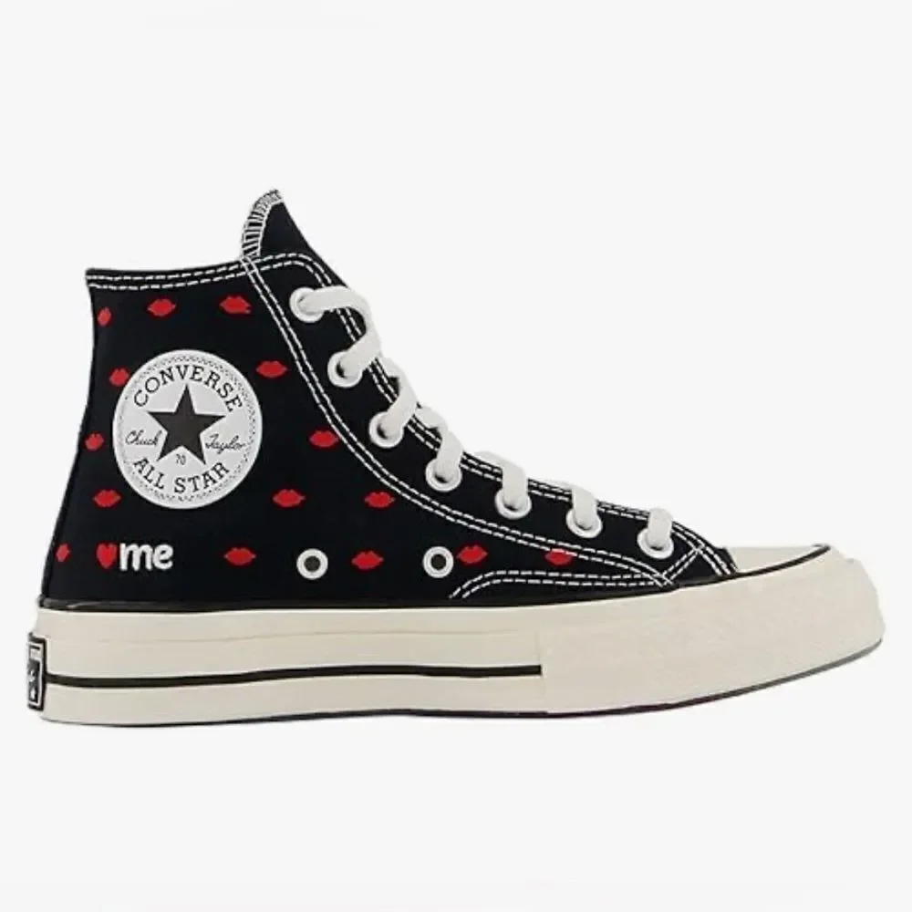 CONVERSE all Star Chuck Taylor hi top kiss lips embroidered lace up shoes sz7