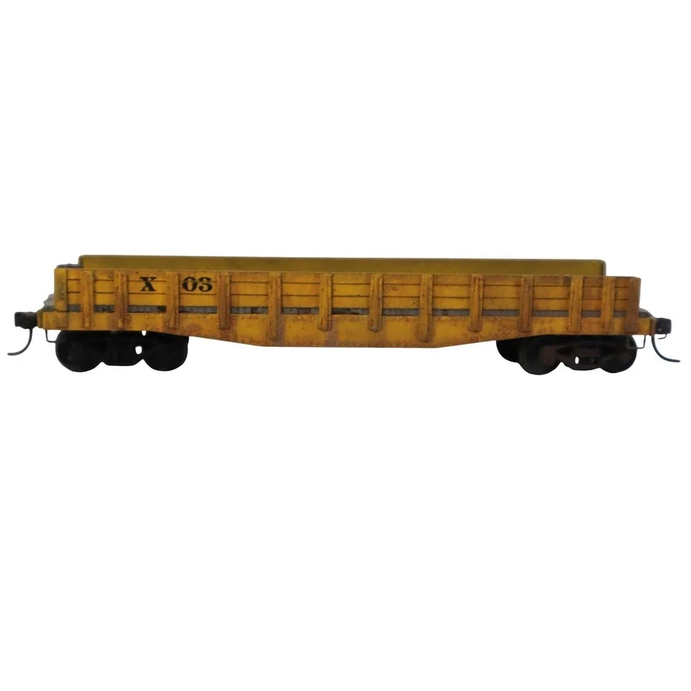 HO Scale Low Side Gondola Freight Car Yellow Weathered X 03 Kadee Couplers