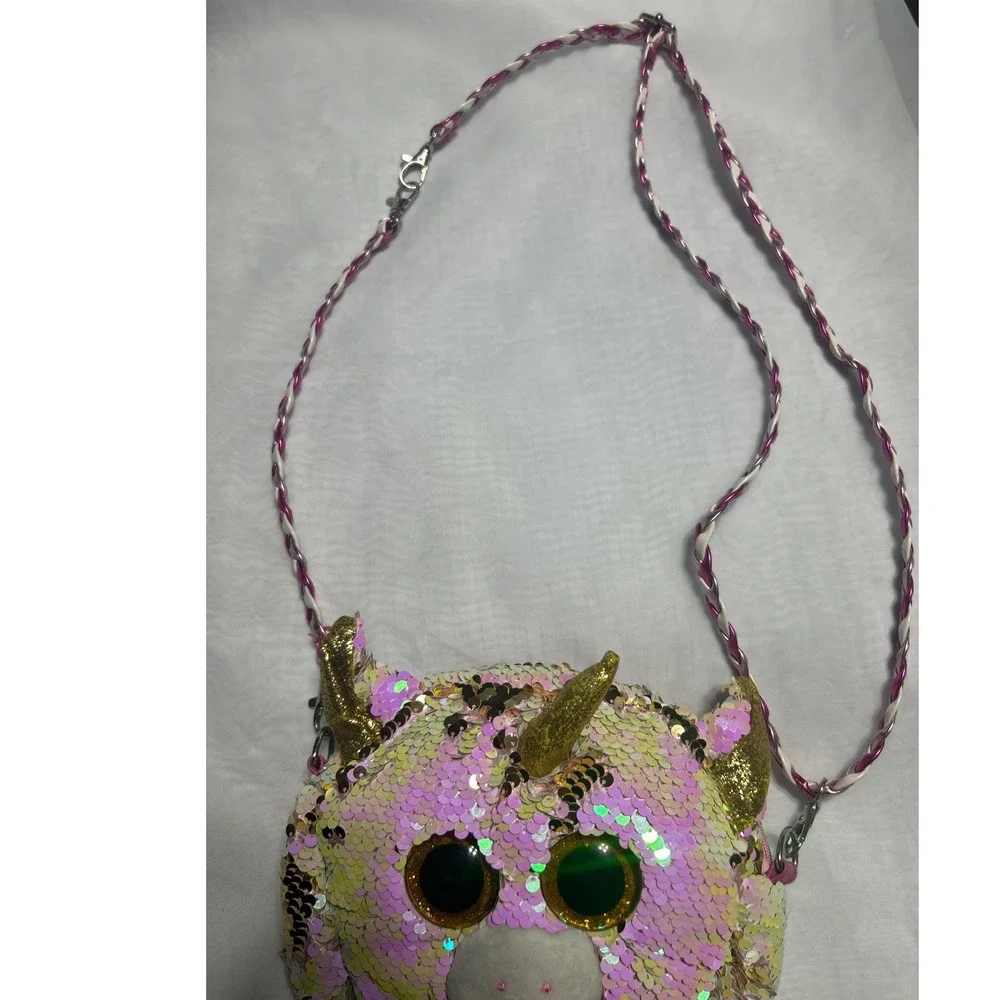TY UNICORN PURSE Flippable Gold Sequins Hearts Lined‎ Adjustable Shoulder Strap
