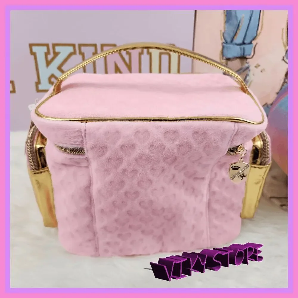 NWT 💖 {Juicy Couture} Glamorous Travel Companion: Pink Velvet Gold Foil Train
