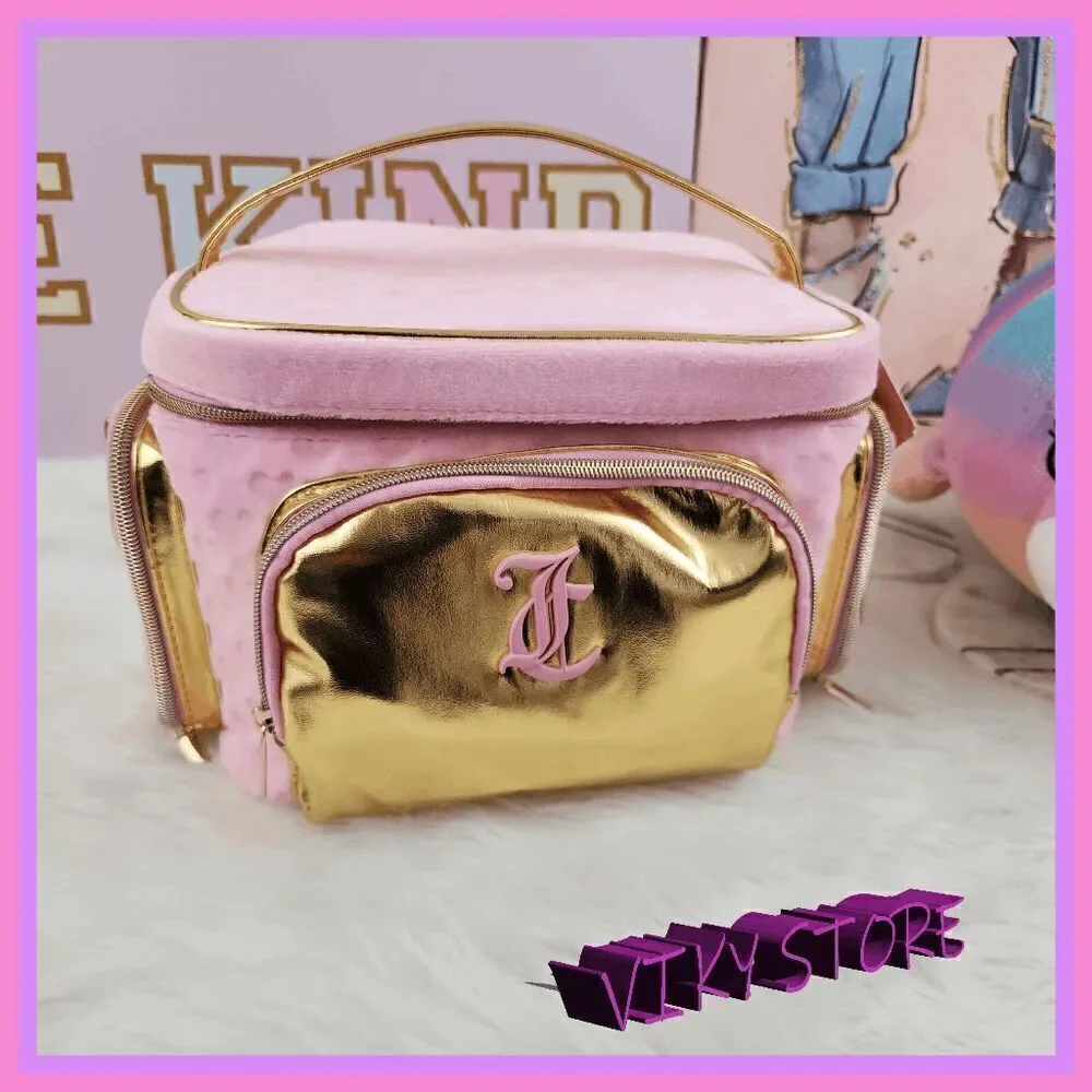NWT 💖 {Juicy Couture} Glamorous Travel Companion: Pink Velvet Gold Foil Train