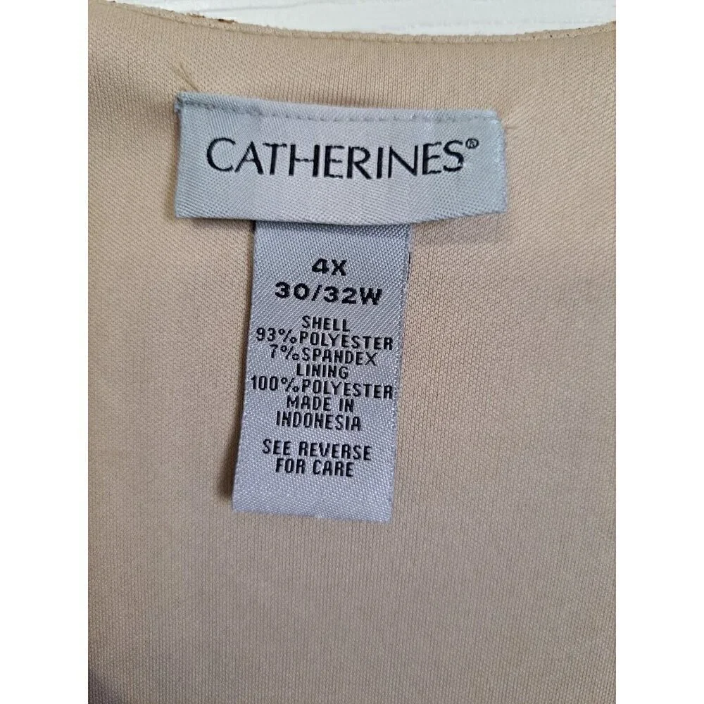 Catherines 4X (30/32W) Brown V-Neck Medallion Print 3/4 Sheer Sleeve Tunic