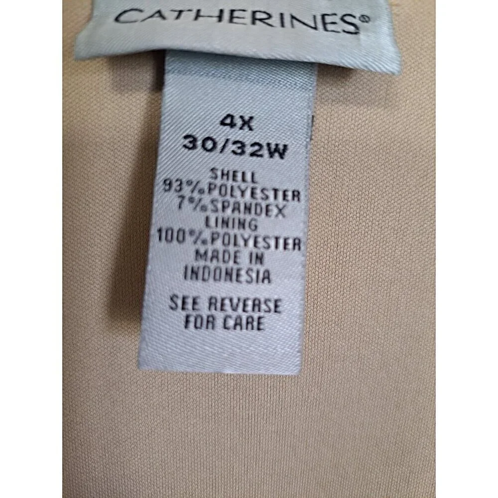 Catherines 4X (30/32W) Brown V-Neck Medallion Print 3/4 Sheer Sleeve Tunic