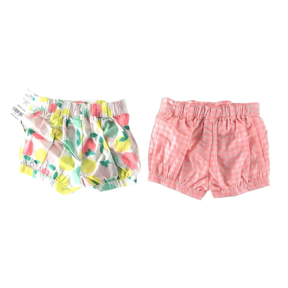NWT Carter's Shorts Bloomers Fruit Checkered Summer Baby Girls 18 Month Set Of 2