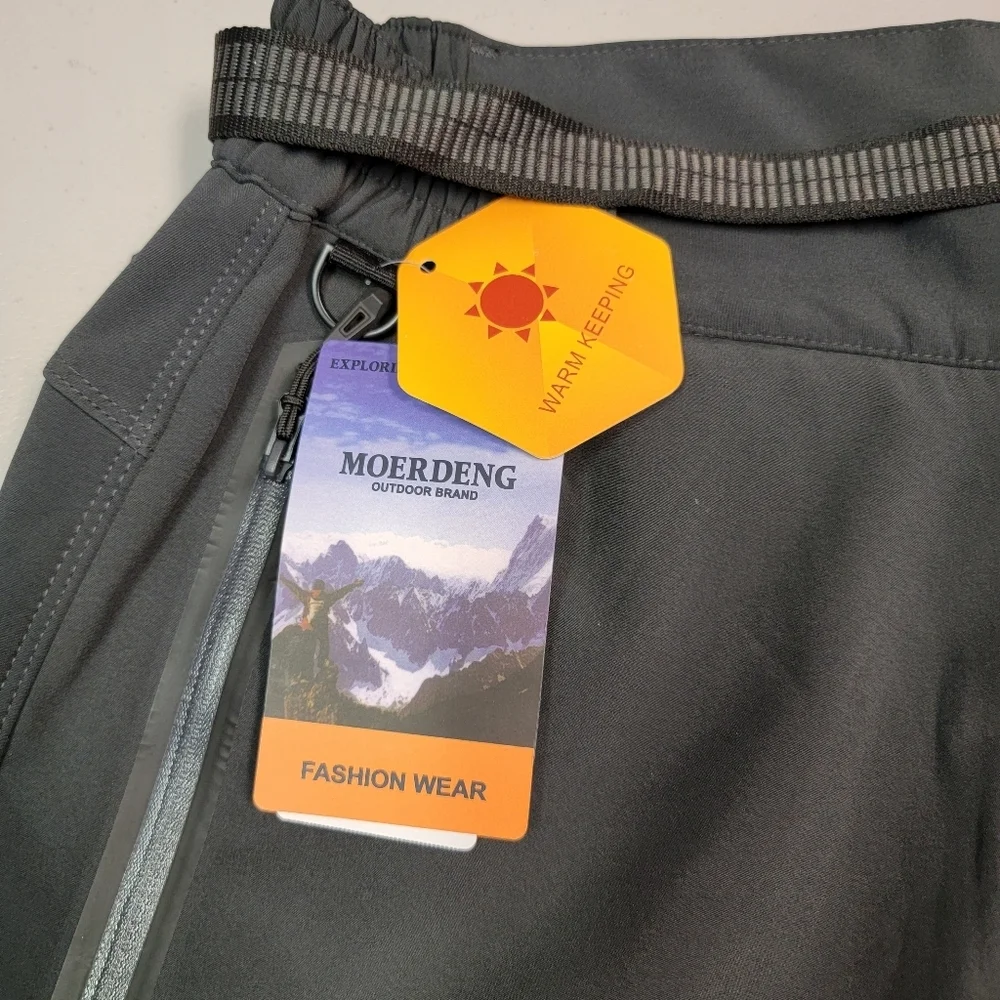 Moerdeng Men's‎ Soft Shell Water Proof Outdoor Wear Pants Dark Grey Size M