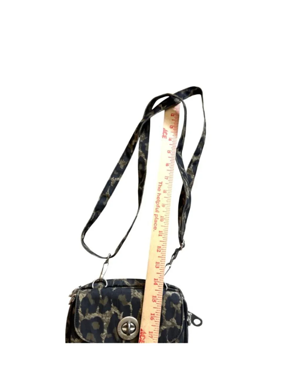 Baggallini Women's Crossbody Bag Black Tan Leopard Print Purse Adjustable Strap