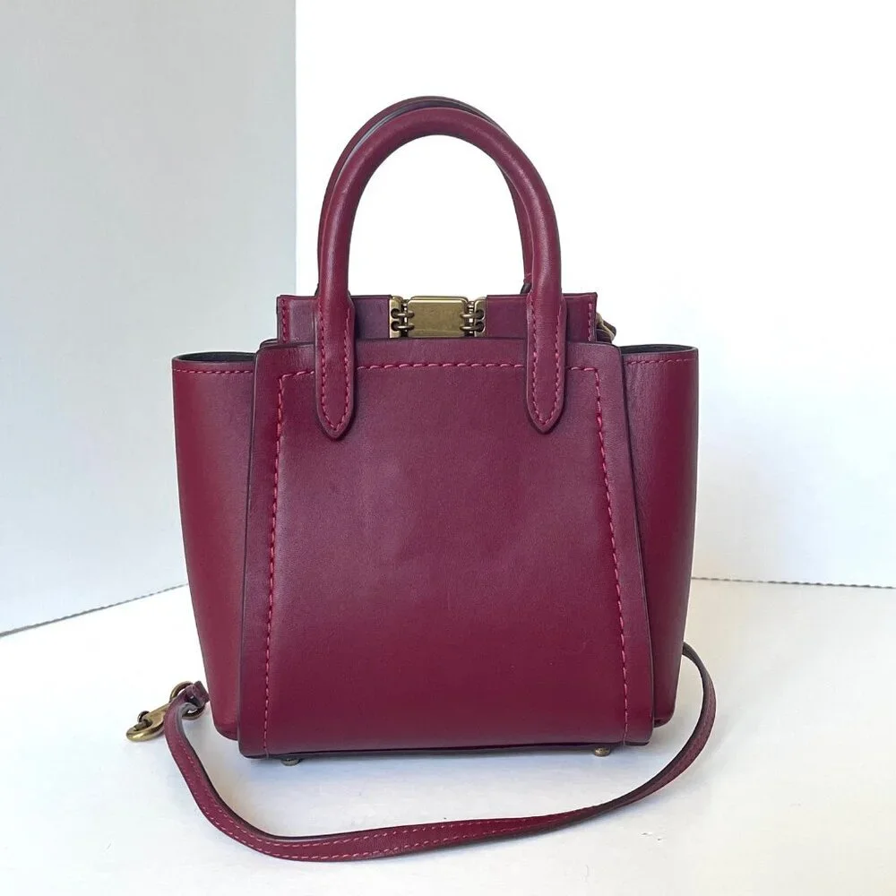 Coach 1941 Troupe Tote 16 Deep Red Leather Mini Crossbody Bag 79401