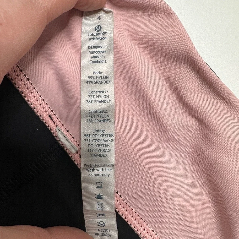 Lululemon 4 Water Bound Crop Black Wamo Camo Barely Pink Bleached Coral Leggings