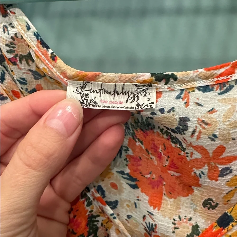 Free People Floral Ruffle bodysuit - Red and Orange