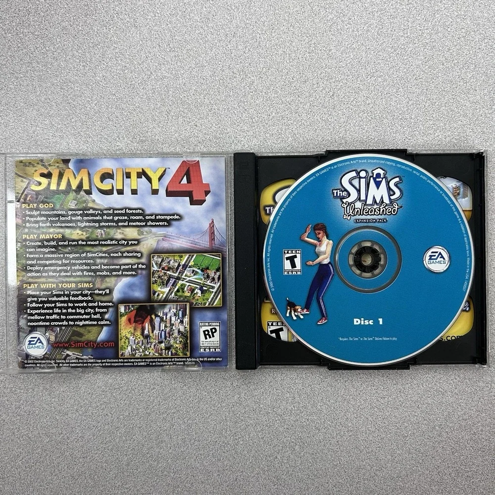 The Sims Unleashed Pets Expansion Pack PC CD-ROM 2 Disc Windows 95 98 XP‎ Maxis