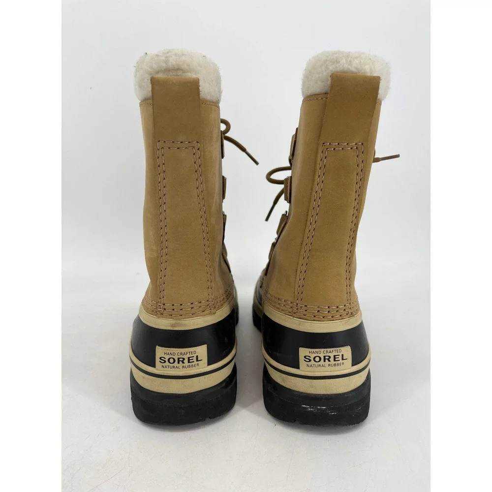 Sorel Caribou Snow Boots Mens 8 EU39 Tan Waterproof Insulated Winter Leather