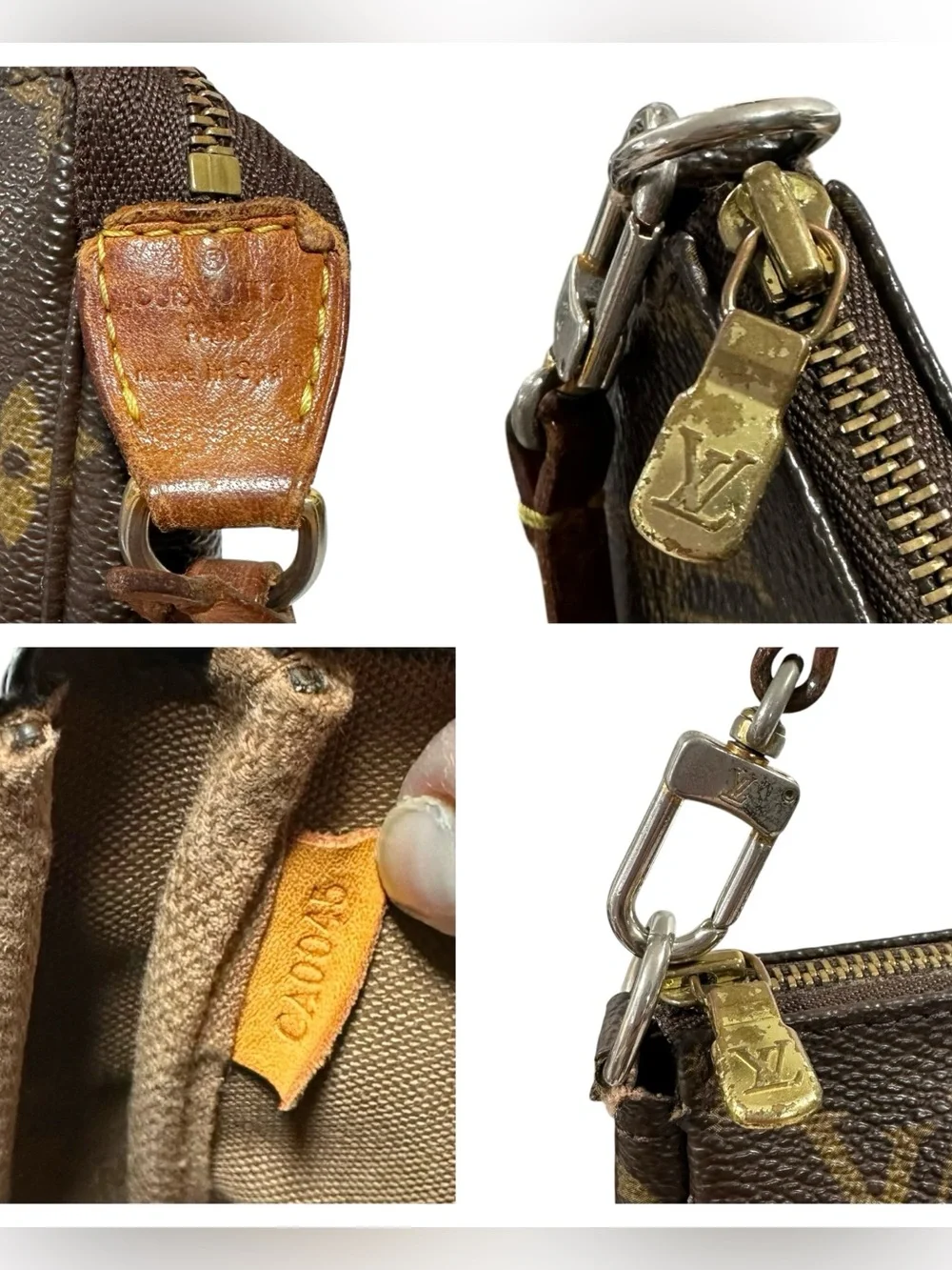 Louis Vuitton Monogram Canvas & Vachetta Leather Pochette Mini Bag with Dust Bag