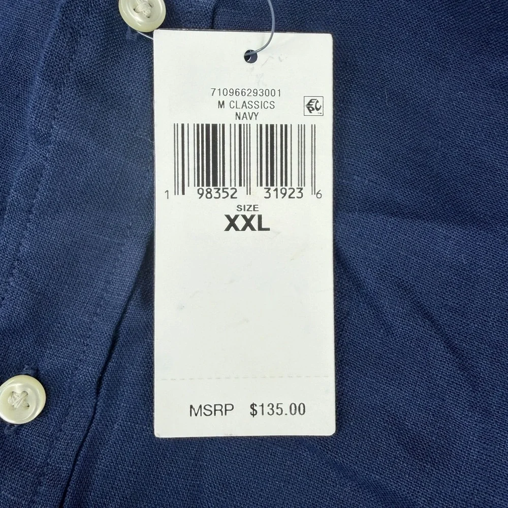 Polo Ralph Lauren Men's 100% Linen Short Sleeve Classic Fit Camp Shirt XXL Blue