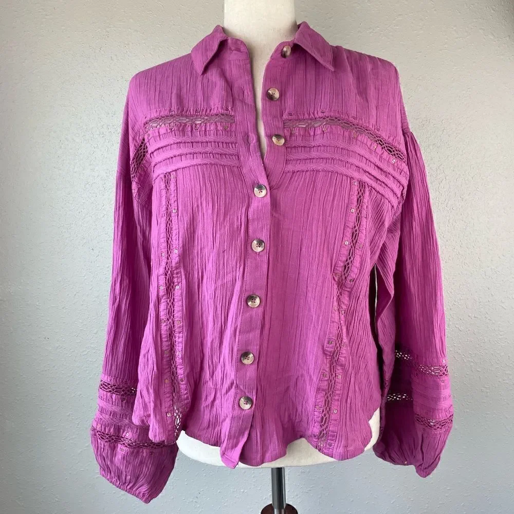 NWT Free People Electra Button Down Shirt Size S