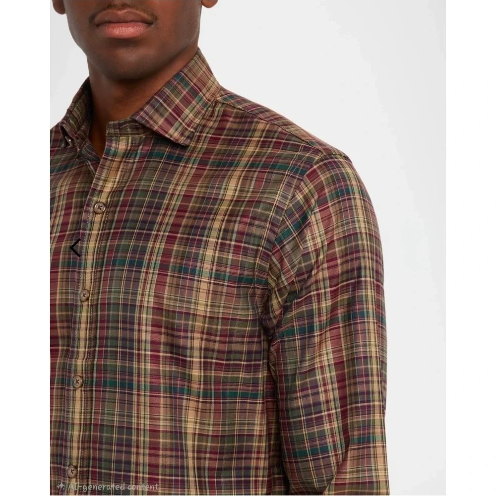 Polo Ralph Lauren Men's Classic Fit Linen Silk Plaid Twill Button-Down Shirt XL
