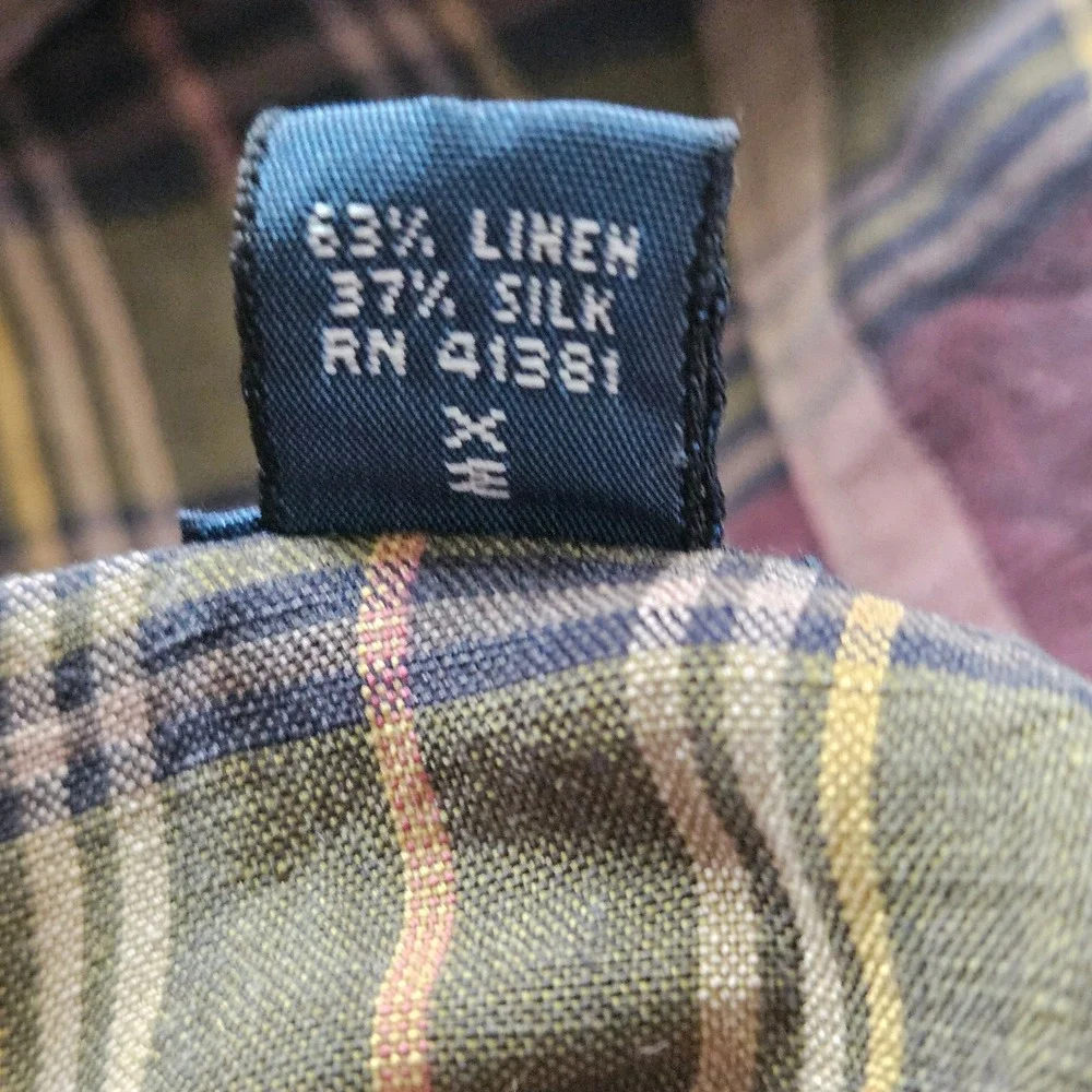 Polo Ralph Lauren Men's Classic Fit Linen Silk Plaid Twill Button-Down Shirt XL