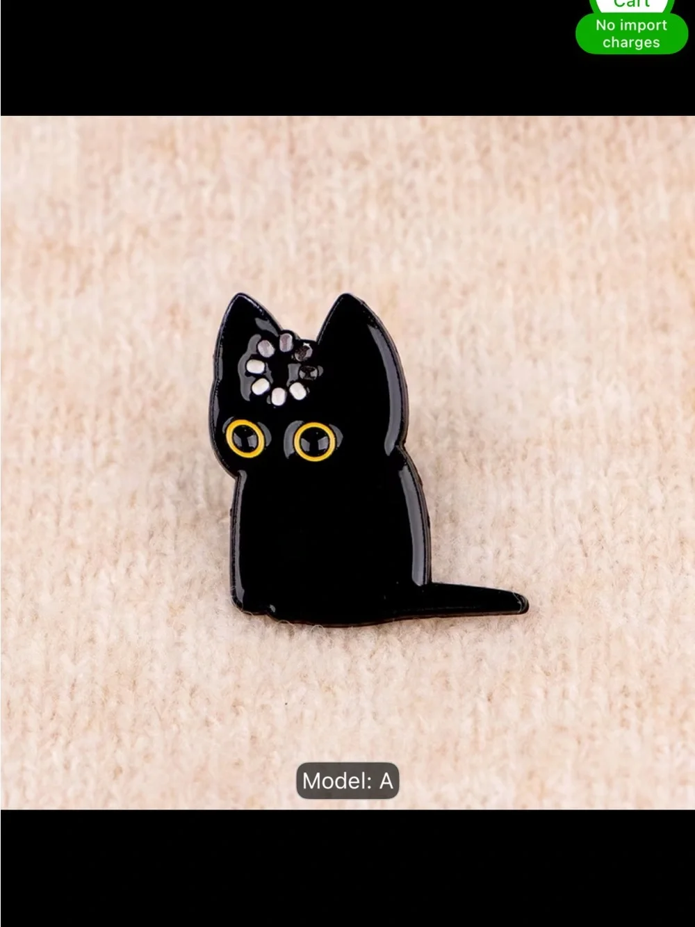Black Cat Enamel Pin - Cute Yellow-Eyed Cat Accent