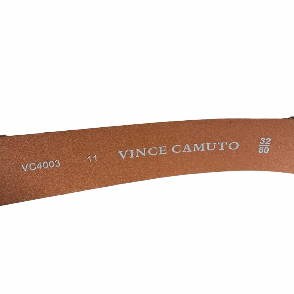 Vince Camuto Brown Genuine Leather Belt Size 32 80 Classic Silver Buckle
