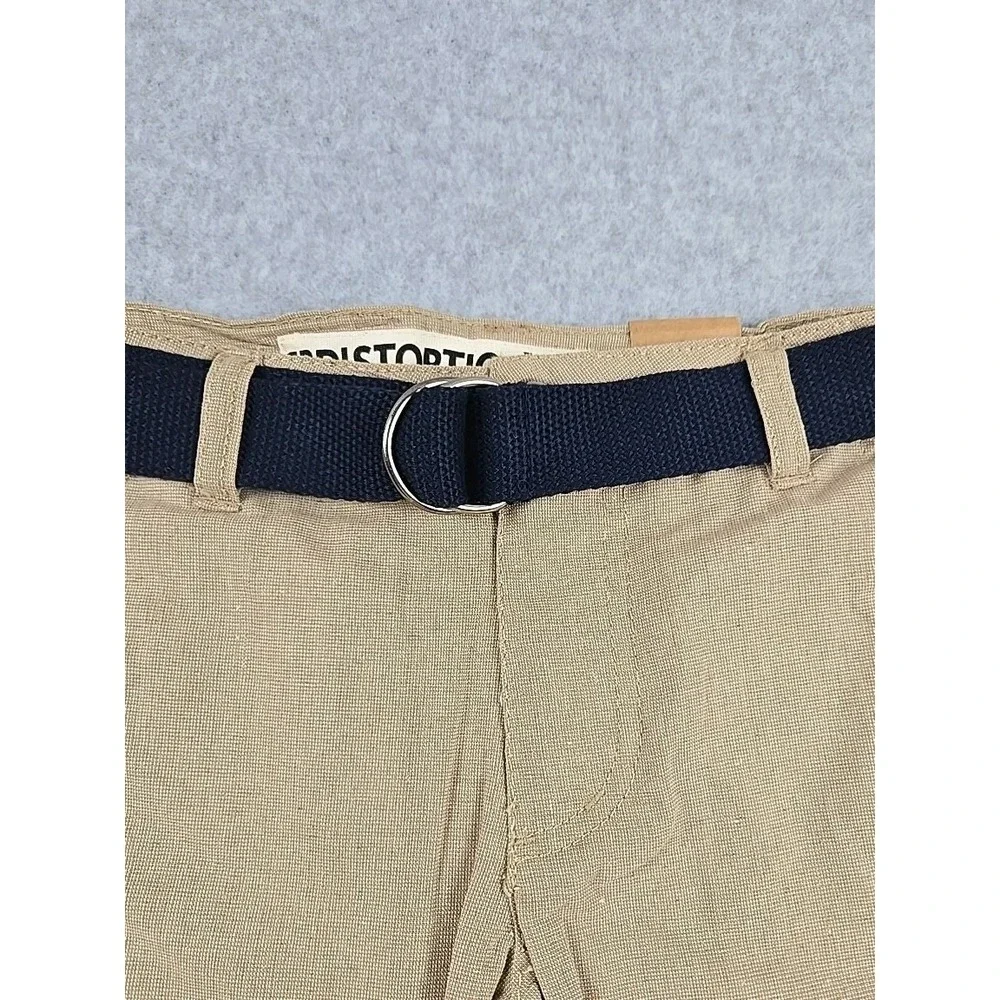 Distortion button shorts tan