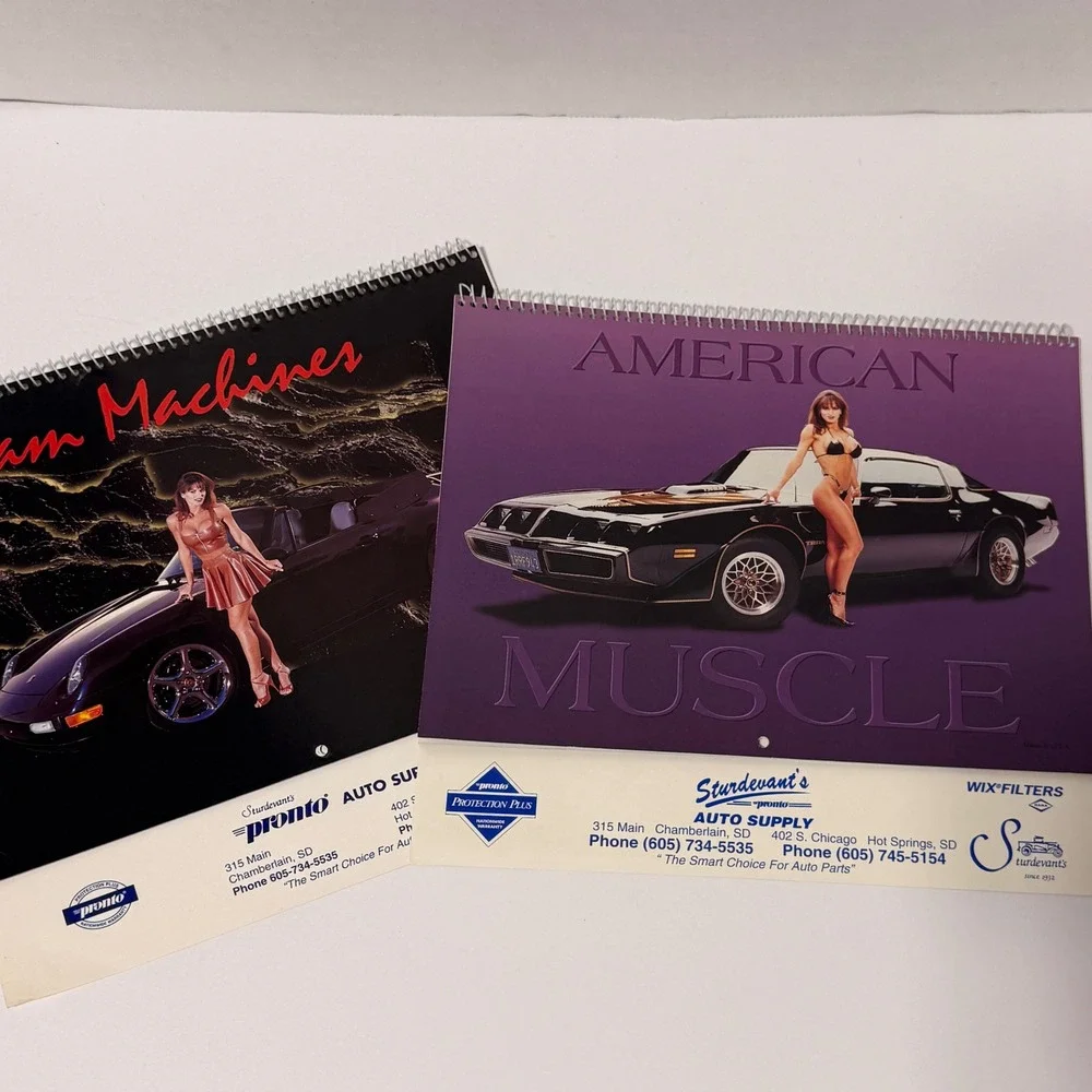 Vintage 1998 American Muscle Cars Pinup Calendars Sturdevant's Auto Supply 2pk