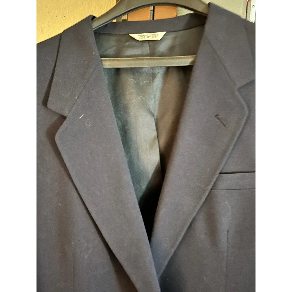 Angelica Career Fashions Coordinates Blazer Mens 44 Short Navy Wool Blend