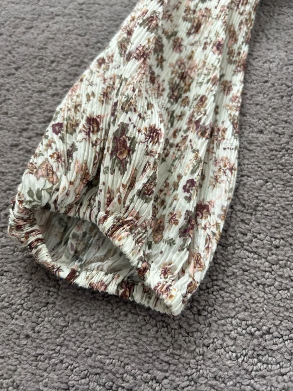 Free People Pretty Petal Bodysuit Floral Smocked Off-Shoulder Balloon Sleeve XS