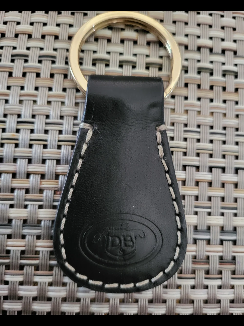 Dooney & Bourke Black Leather Key Holder with Contrast Stitching