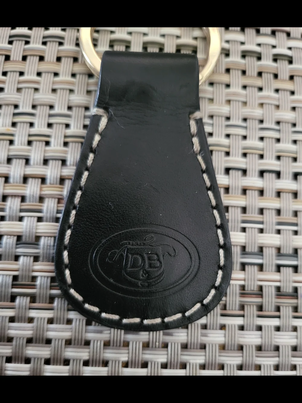 Dooney & Bourke Black Leather Key Holder with Contrast Stitching