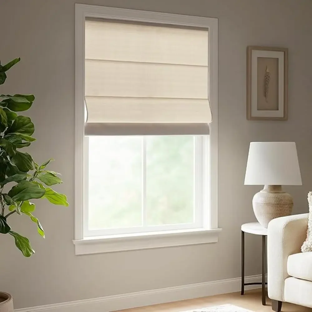 27x64 Madison Park Galen Matte Cordless Room Darkening Roman Shade Matte Linen