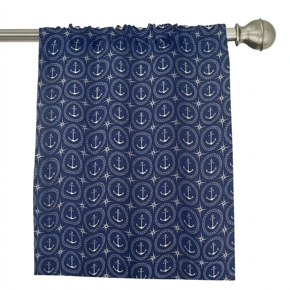 Ambesonne Nautical Anchor Window Curtains 2 Panel Set 56x95 Rod Pocket