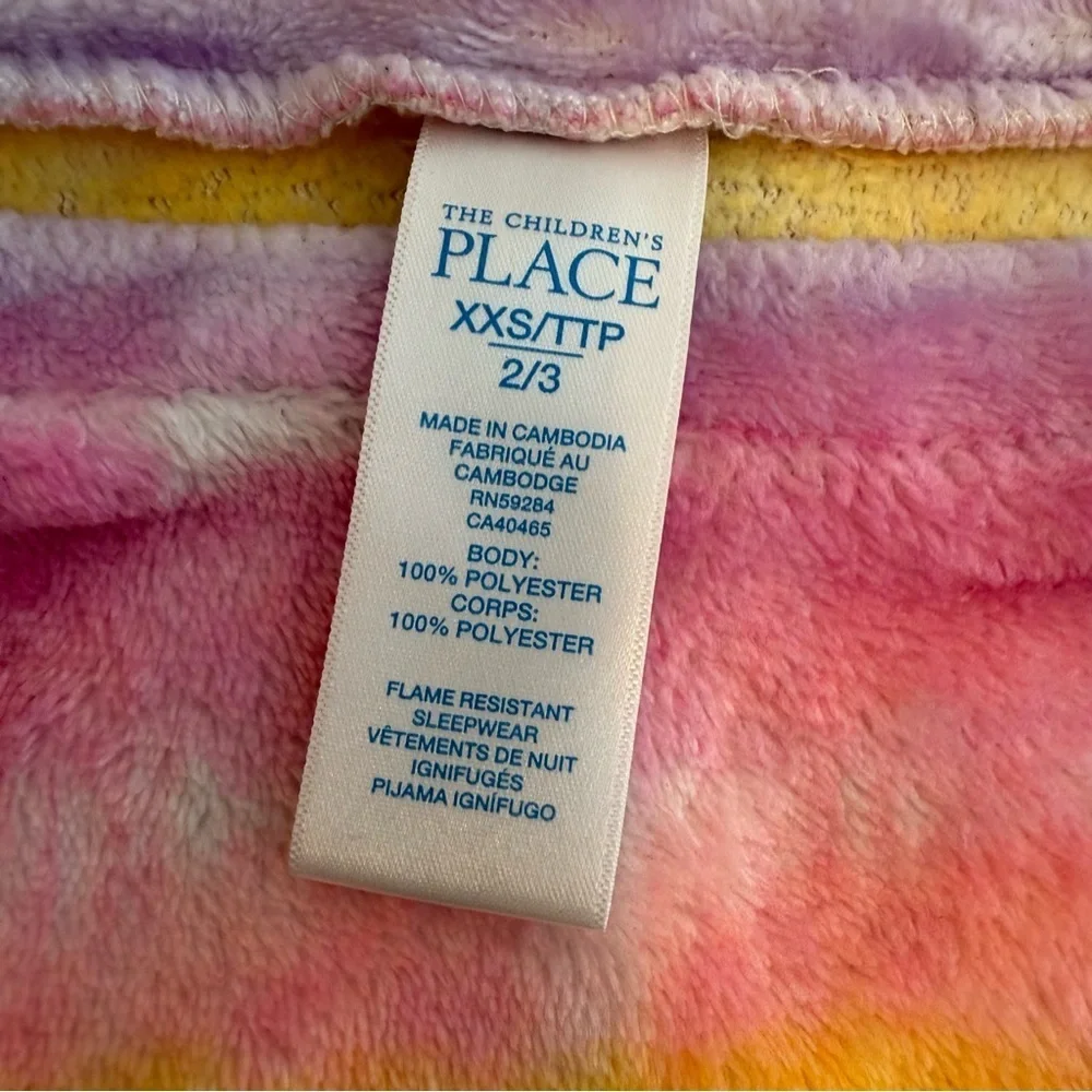 The Children's Place Rainbow Tie-Dye Plush Pajama Set Size 2T/3T