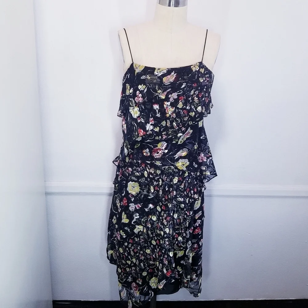 NEW Jason Wu Grey | Painted Floral Silk Chiffon dress 2‎