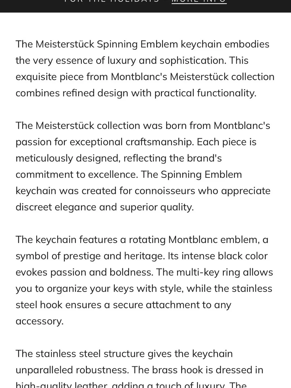 Montblanc Meisterstuck Spinning Emblem Keychain - New with Tag