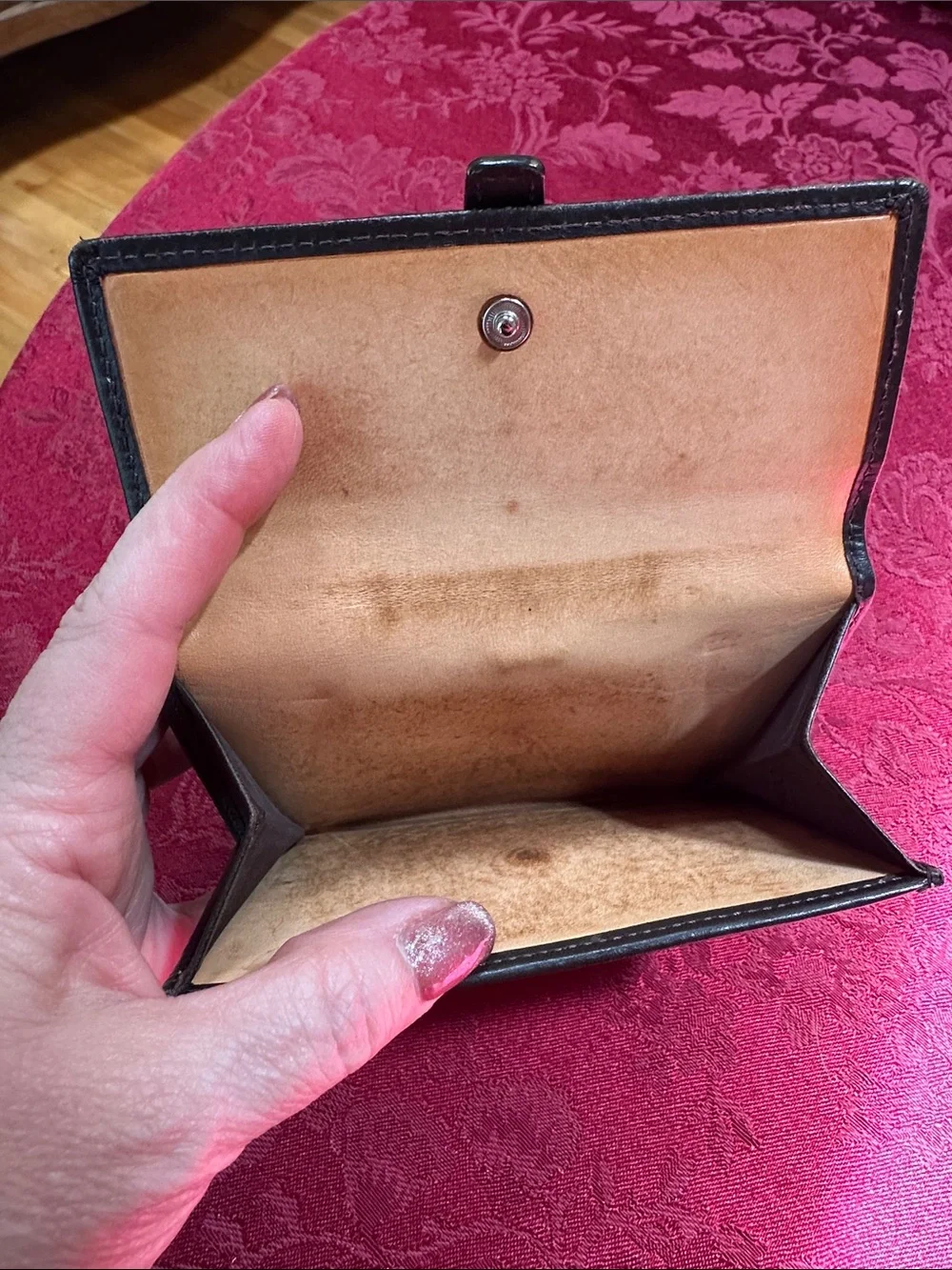 Coach Red Canvas & Brown Leather Snap Wallet