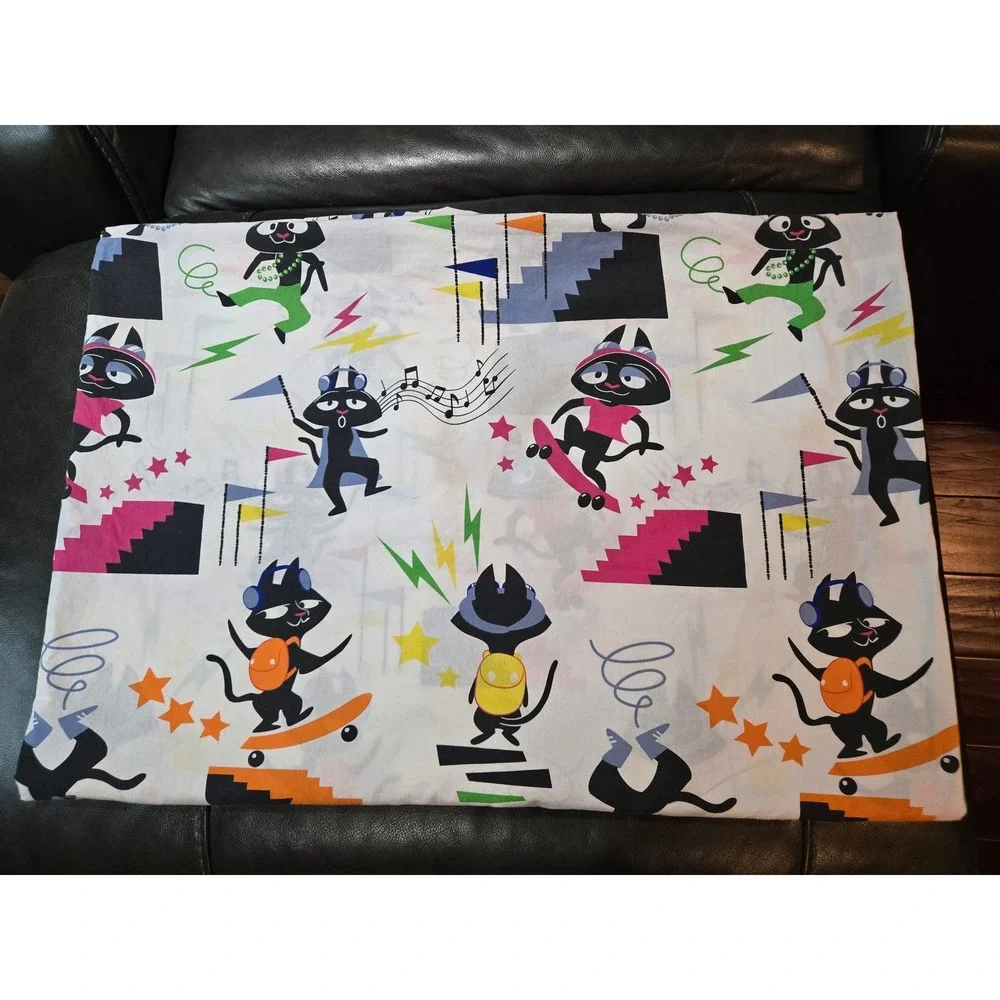 Unbranded‎ Cartoon Skater Cat Twin Duvet Cover Multicolor Retro 90s Style Good