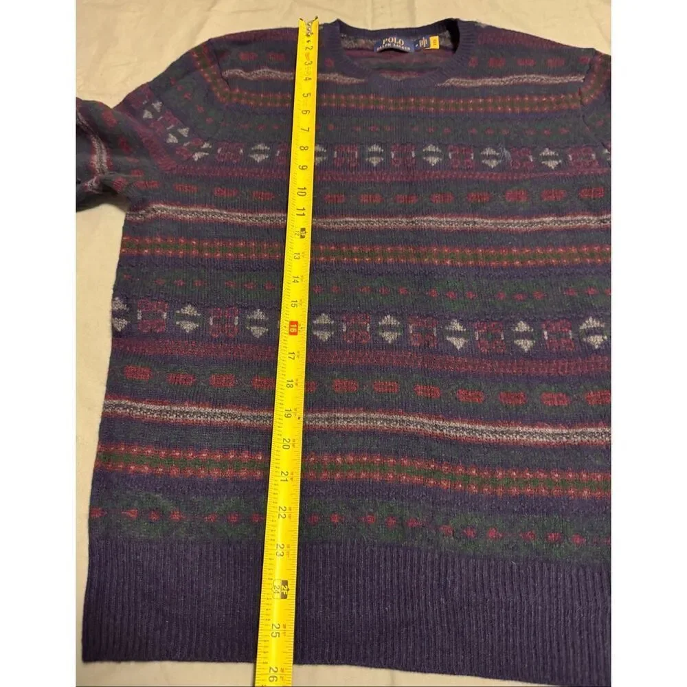Polo Ralph Lauren Size Medium Men Wool Alpaca Fair Isle Nordic Pullover Sweater